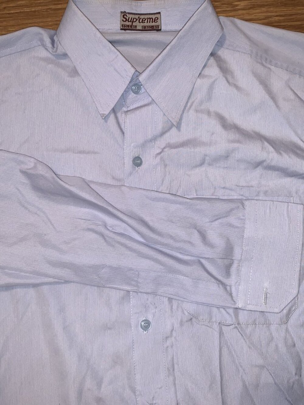 Supreme Work Shirt Button Up Not Sized Looks Large Blue Casual Dress Shirt
